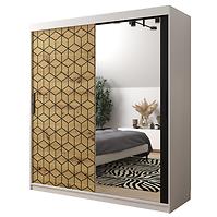 Schrank Heksagon 2 180 weiß/Eiche artisan/spiegel