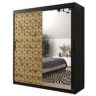 Schrank Heksagon 2 180 schwarz/Eiche artisan/spiegel
