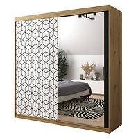 Schrank Heksagon 2 200 Eiche artisan/weiß/spiegel