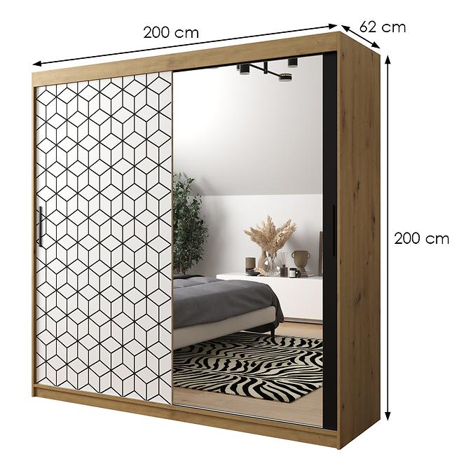 Schrank Heksagon 2 200 Eiche artisan/weiß/spiegel,2