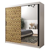 Schrank Heksagon 2 200 weiß/Eiche artisan/spiegel