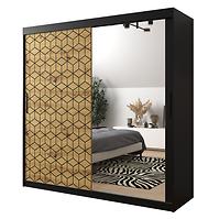 Schrank Heksagon 2 200 schwarz/Eiche artisan/spiegel