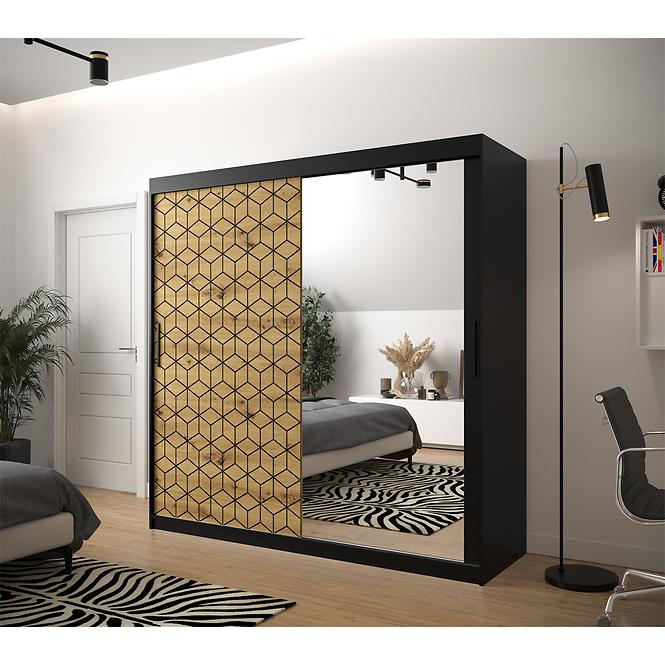 Schrank Heksagon 2 200 schwarz/Eiche artisan/spiegel