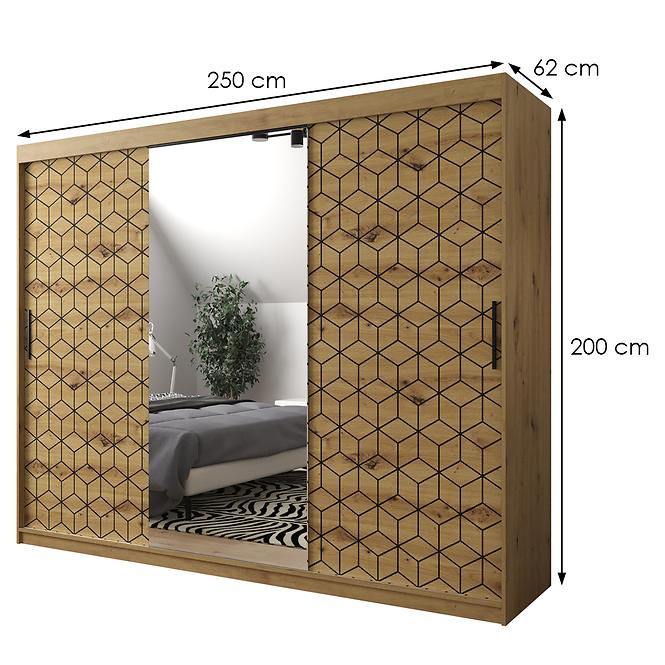 Schrank Heksagon 2 250 Eiche artisan/Eiche artisan/spiegel,2