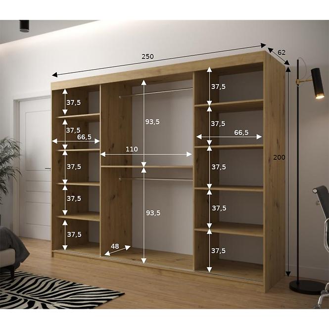 Schrank Heksagon 2 250 Eiche artisan/Eiche artisan/spiegel,3