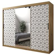 Schrank Heksagon 2 250 Eiche artisan/weiß/spiegel