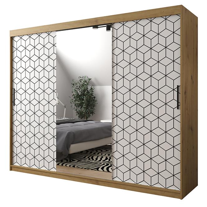 Schrank Heksagon 2 250 Eiche artisan/weiß/spiegel