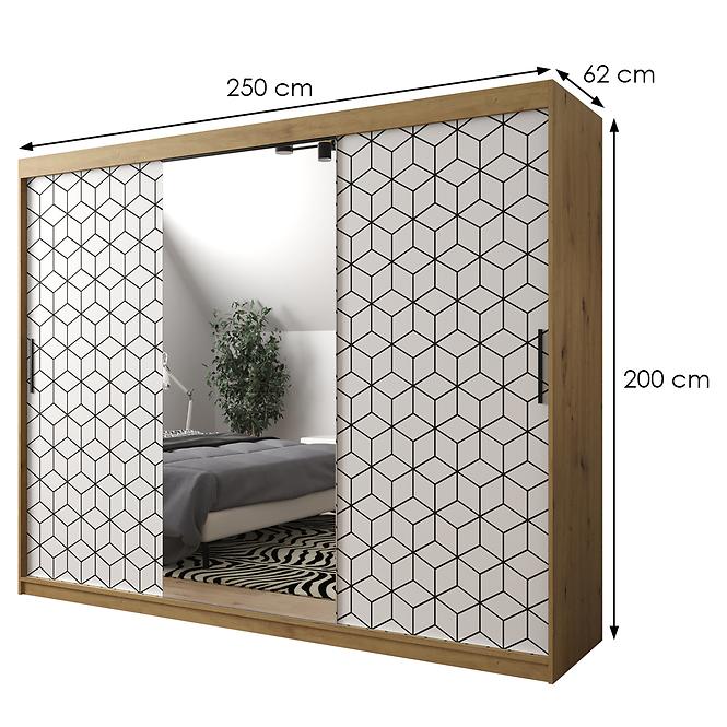 Schrank Heksagon 2 250 Eiche artisan/weiß/spiegel,2