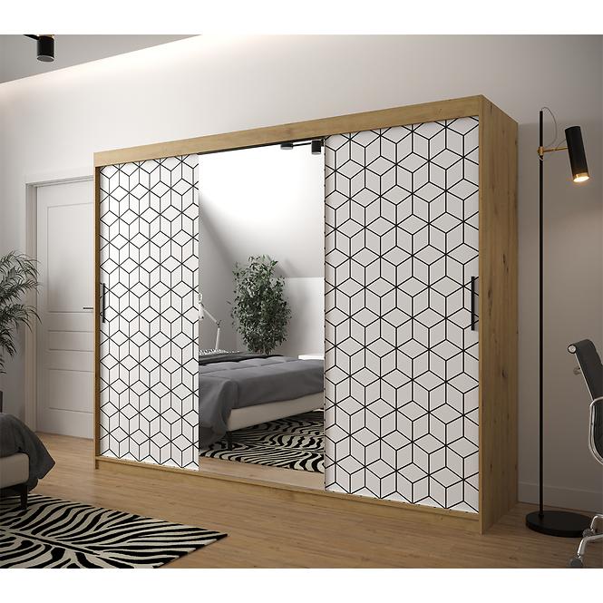 Schrank Heksagon 2 250 Eiche artisan/weiß/spiegel,6