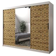 Schrank Heksagon 2 250 weiß/Eiche artisan/spiegel