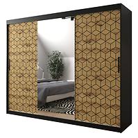 Schrank Heksagon 2 250 schwarz/Eiche artisan/spiegel