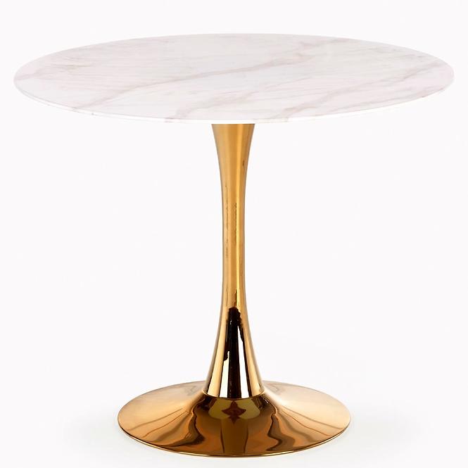 Esstisch Casemiro 90 Glas/Stahl – Weiß Marmur/Golden