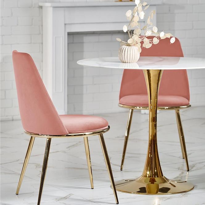 Esstisch Casemiro 90 Glas/Stahl – Weiß Marmur/Golden,10