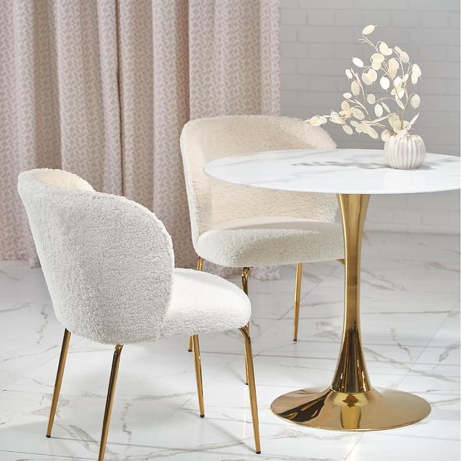 Esstisch Casemiro 90 Glas/Stahl – Weiß Marmur/Golden,11