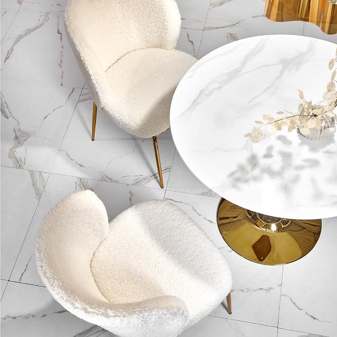 Esstisch Casemiro 90 Glas/Stahl – Weiß Marmur/Golden,12