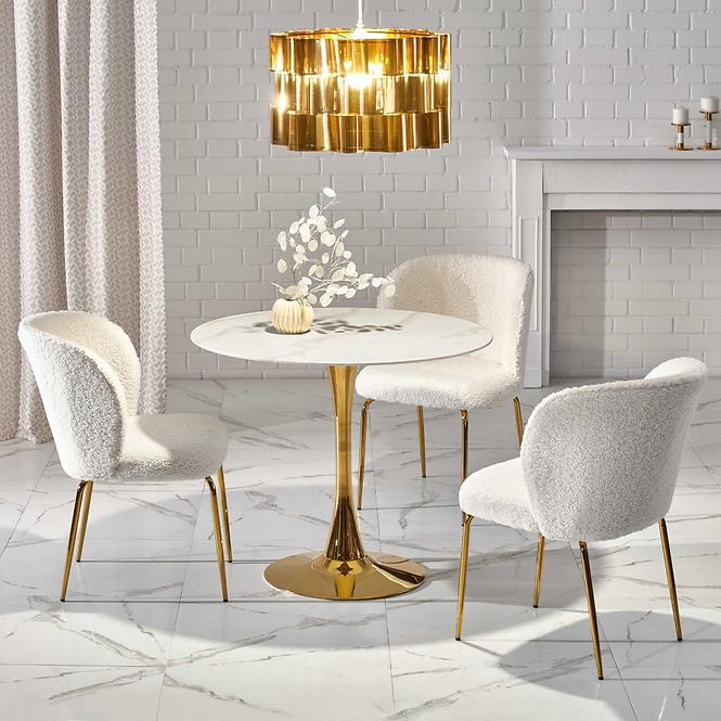 Esstisch Casemiro 90 Glas/Stahl – Weiß Marmur/Golden,13