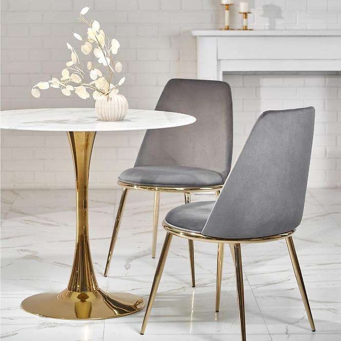 Esstisch Casemiro 90 Glas/Stahl – Weiß Marmur/Golden,14