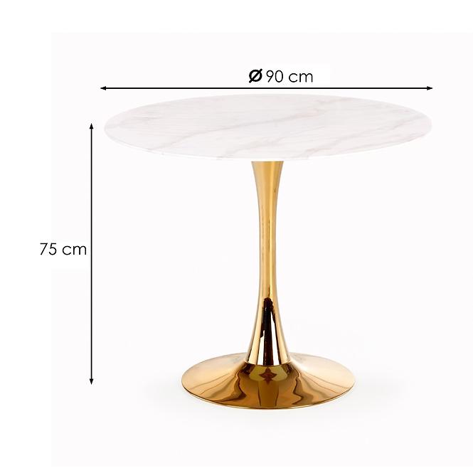 Esstisch Casemiro 90 Glas/Stahl – Weiß Marmur/Golden,3