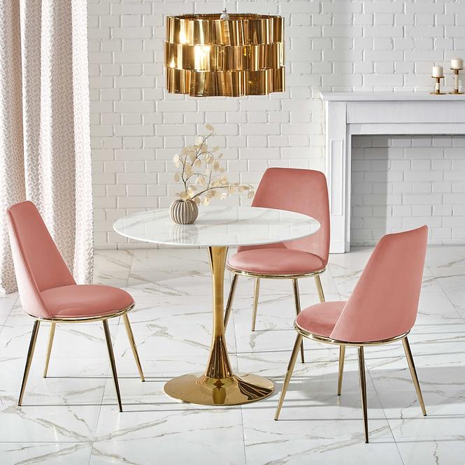 Esstisch Casemiro 90 Glas/Stahl – Weiß Marmur/Golden,9