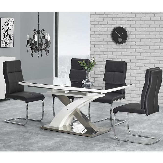 Esstisch Sandor 2 160/220 Glas-Schwarz/Mdf-Weiß,4