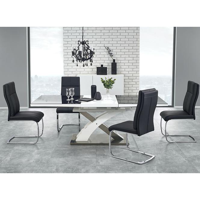Esstisch Sandor 2 160/220 Glas-Schwarz/Mdf-Weiß,5