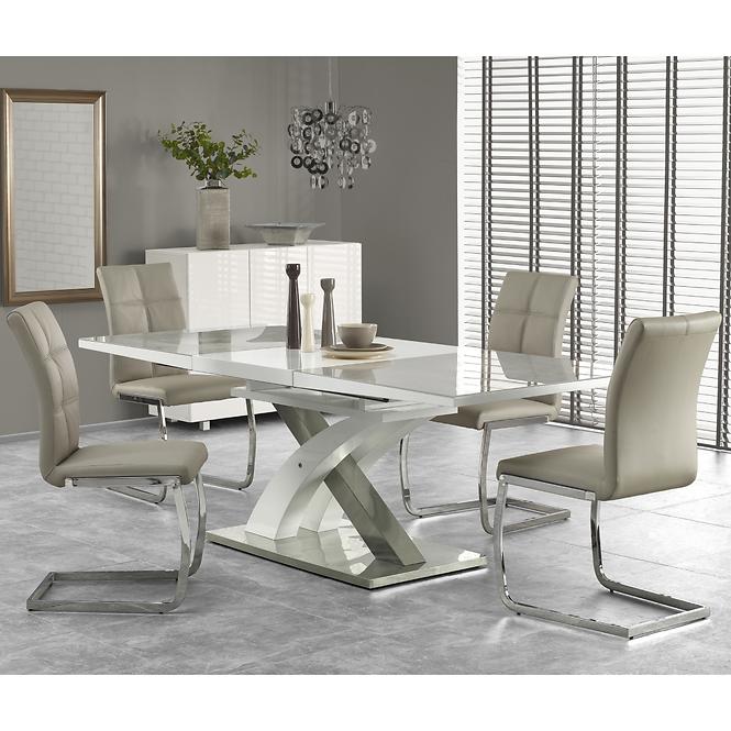 Esstisch Sandor 2 160/220 Glas/Mdf/Stahl – Aschfahl/Weiß,4