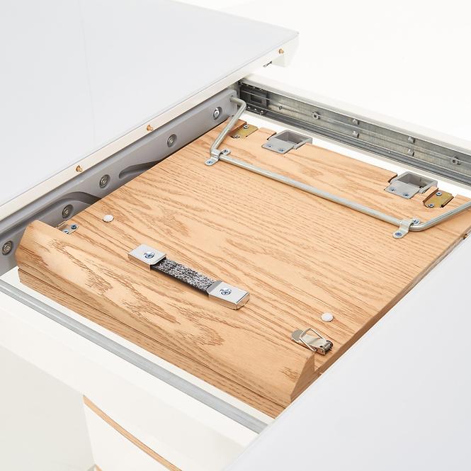 Esstisch Toronto 140/180 Mdf/Glas/Stahl – Weiß/Eiche Golden,10