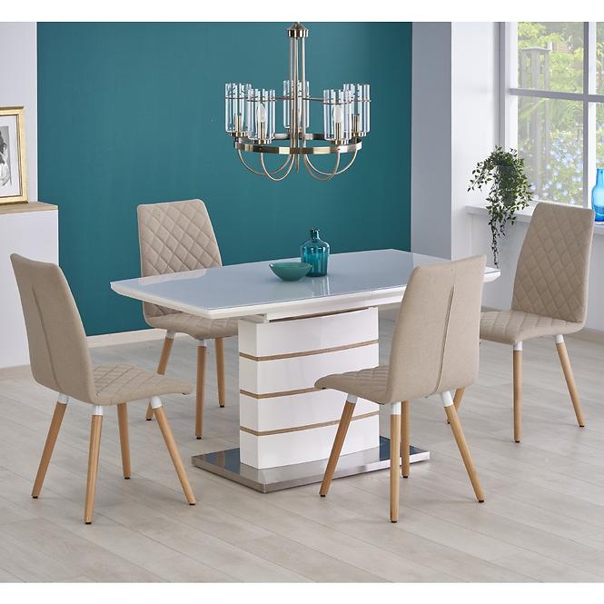 Esstisch Toronto 140/180 Mdf/Glas/Stahl – Weiß/Eiche Golden,12