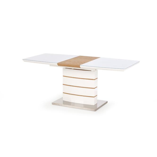 Esstisch Toronto 140/180 Mdf/Glas/Stahl – Weiß/Eiche Golden,2