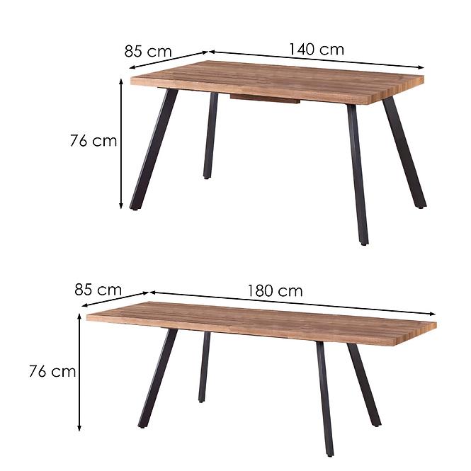 36HF+STŮL BERLIN 140/180 MDF/OCEL – OŘECH MEDOVÝ/ČERNÁ