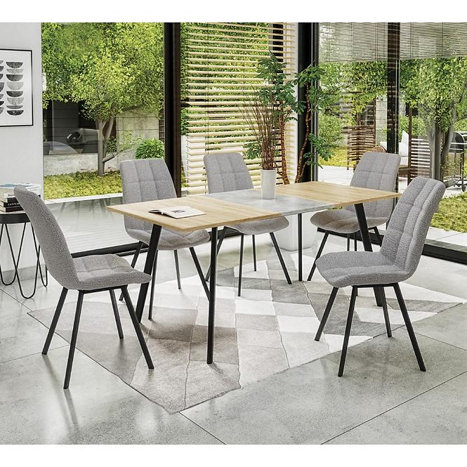 Esstisch Albon 120/160 Mdf/Stahl – Eiche Sanoma/Aschfahl/Schwarz,10