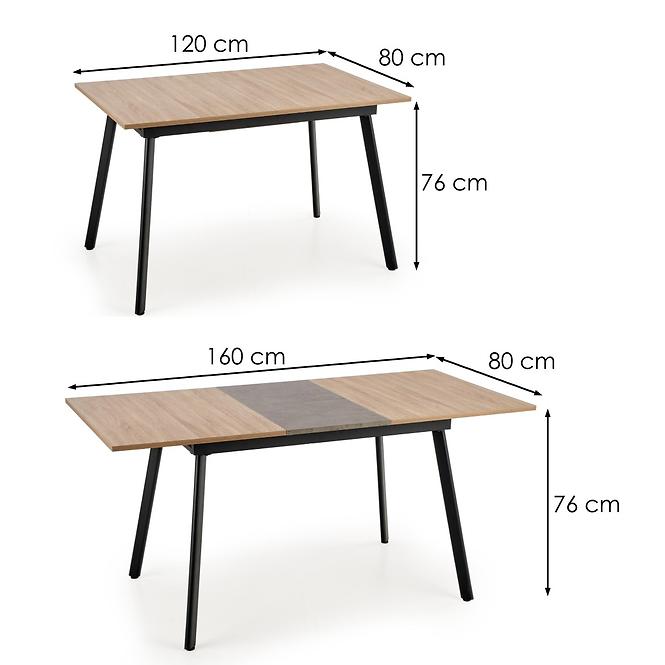Esstisch Albon 120/160 Mdf/Stahl – Eiche Sanoma/Aschfahl/Schwarz,6