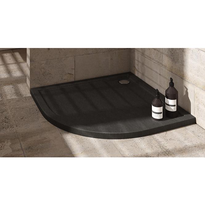 Duschwanne halbrund Caspar New Black Stone 80x80x4,5 R55 3.2333/C/St,4