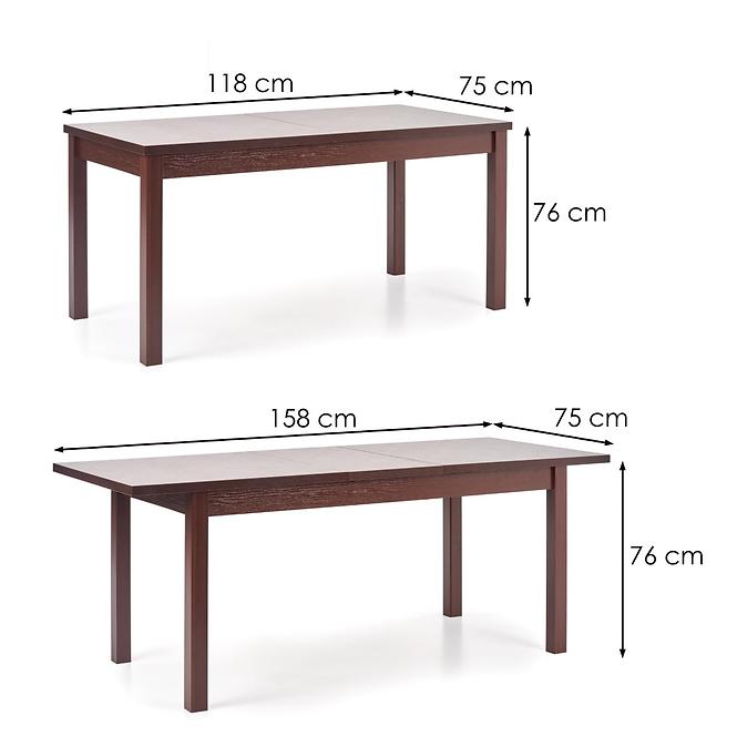 36HF+STŮL MAURYCY 118/158 DESKA/ABS/MDF – TMAVĚ OŘECH
