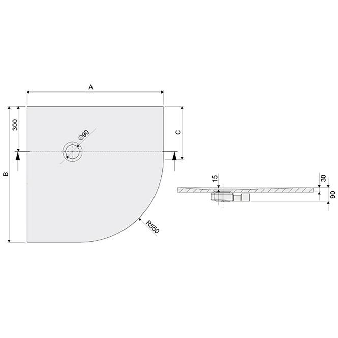 Duschwanne BP-M/Open Str 90x90x1,5,2
