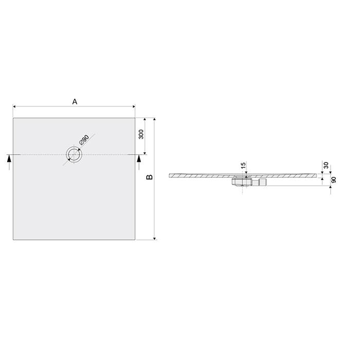 Duschwanne B-M/Open Str 80x80x1,5,2