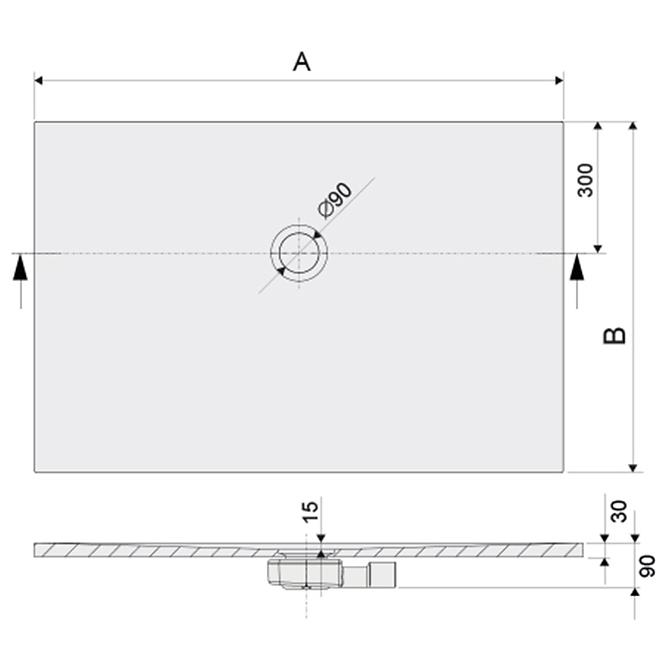 Duschwanne B-M/Open Str 70x150x1,5,2