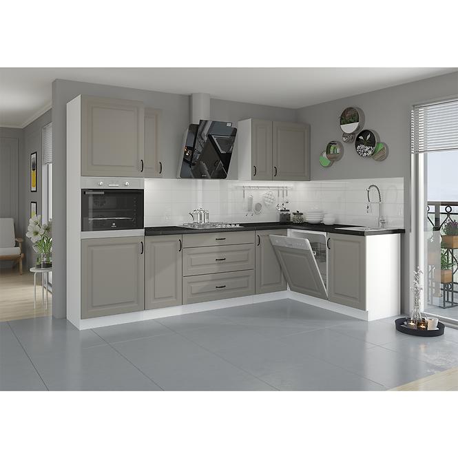 Küchenzeile Stilo claygrey/weiß 260 ohne Arbeitsplatte