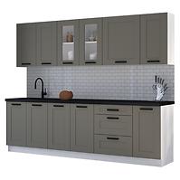 Küchenzeile Luna claygrey/weiß 260 ohne Arbeitsplatte