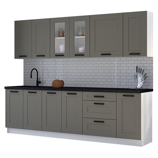 Küchenzeile Luna claygrey/weiß 260 ohne Arbeitsplatte
