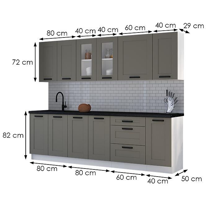 Küchenzeile Luna claygrey/weiß 260 ohne Arbeitsplatte