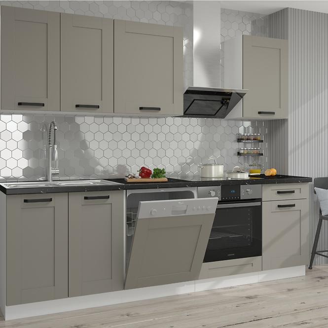 Küchenzeile Luna claygrey/weiß 260 ohne Arbeitsplatte
