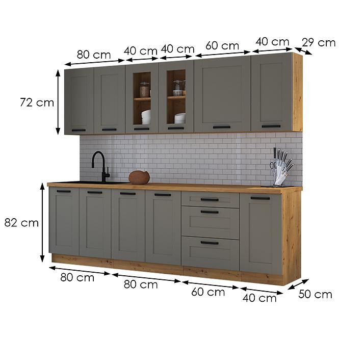 Küchenzeile Luna claygrey/artisan 260 ohne Arbeitsplatte