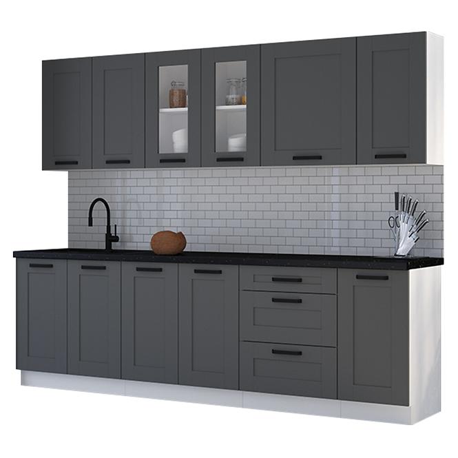 Küchenzeile Luna dustgrey/weiß 260 ohne Arbeitsplatte