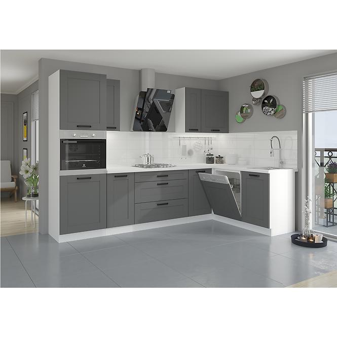 Küchenzeile Luna dustgrey/weiß 260 ohne Arbeitsplatte