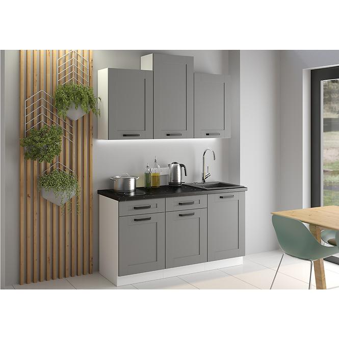 Küchenzeile Luna dustgrey/weiß 260 ohne Arbeitsplatte