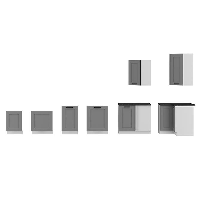 Küchenzeile Luna dustgrey/weiß 260 ohne Arbeitsplatte