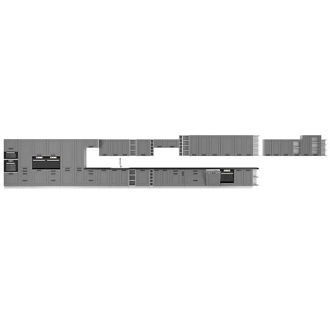 Küchenzeile Luna dustgrey/weiß 260 ohne Arbeitsplatte