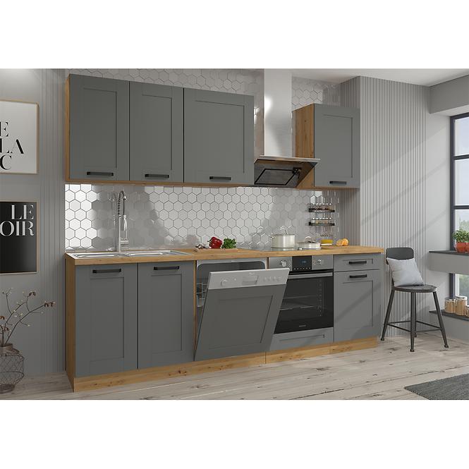 Küchenzeile Luna dustgrey/artisan 260 ohne Arbeitsplatte