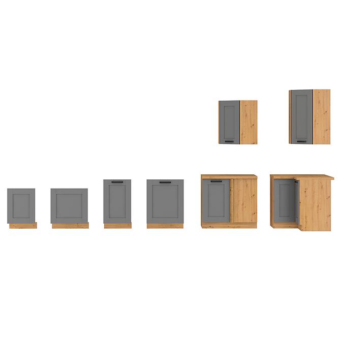Küchenzeile Luna dustgrey/artisan 260 ohne Arbeitsplatte